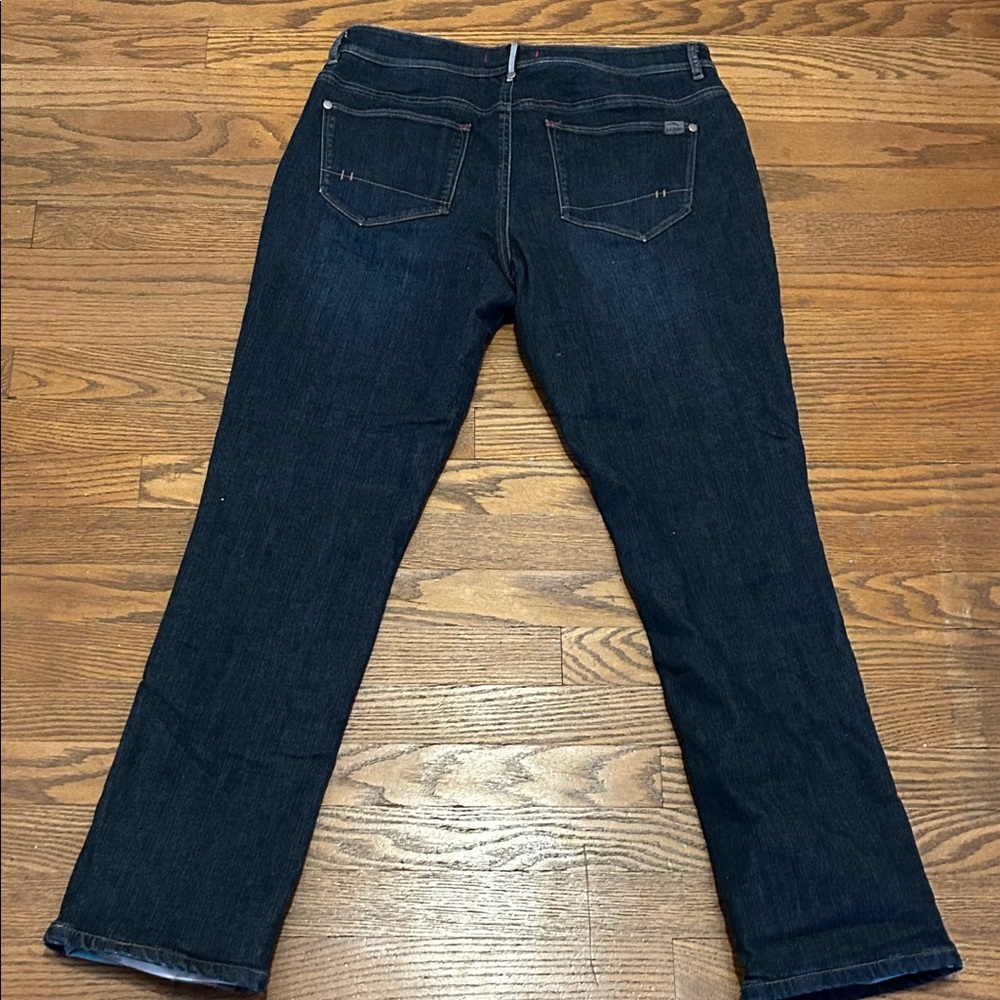 LLBean Flannel Lined Classic Dark Blue Straight Leg Jeans Size 10 - Picture 13 of 15